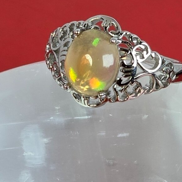 925 Sterling Silver Ring with Natural Chocolate Opal 0.8x1cm - Picture 5 of 13